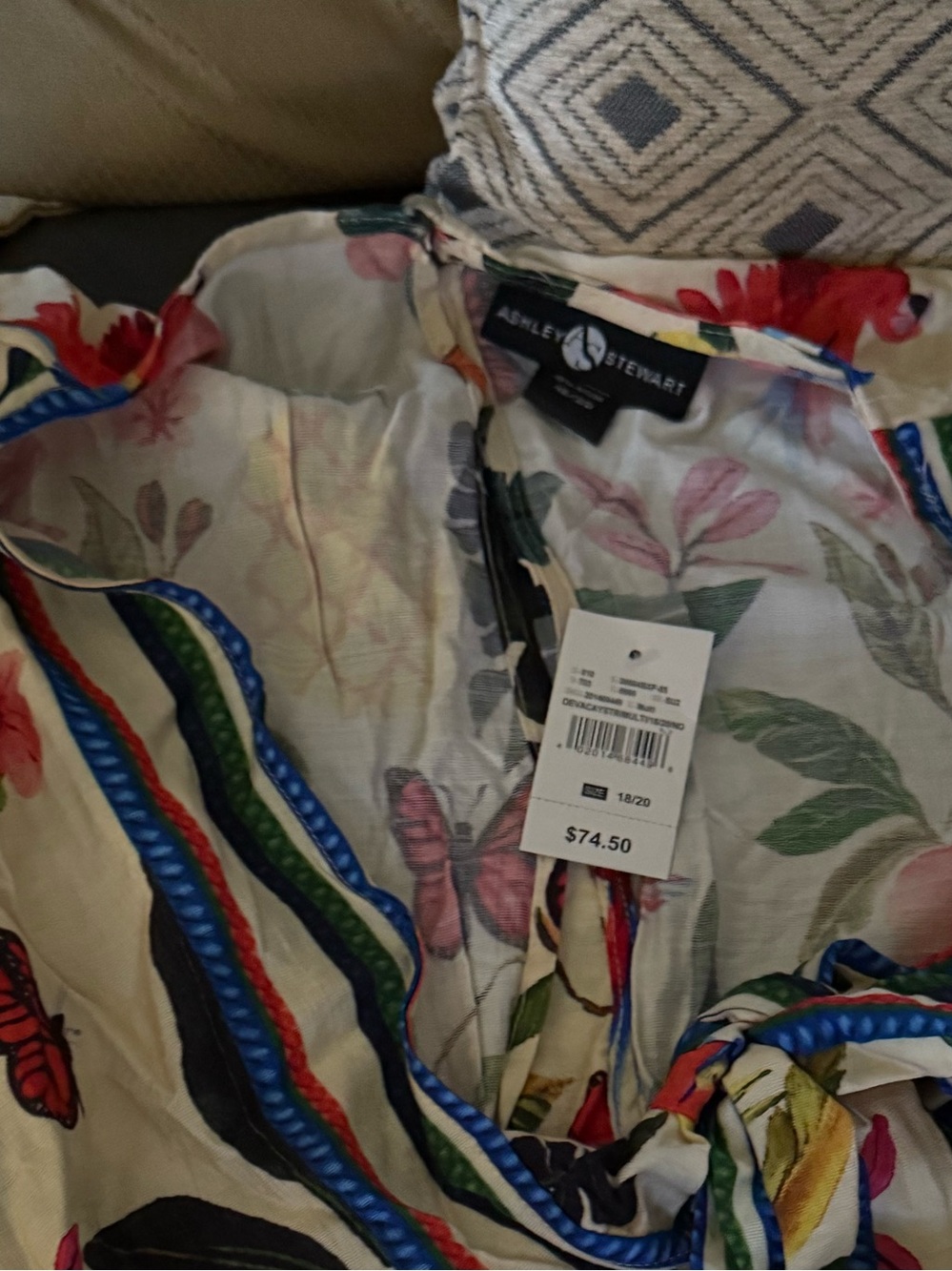 Ashley Stewart Cream Tropical Floral & Parrot Wide-Leg Jumpsuit - Picture 2 of 4